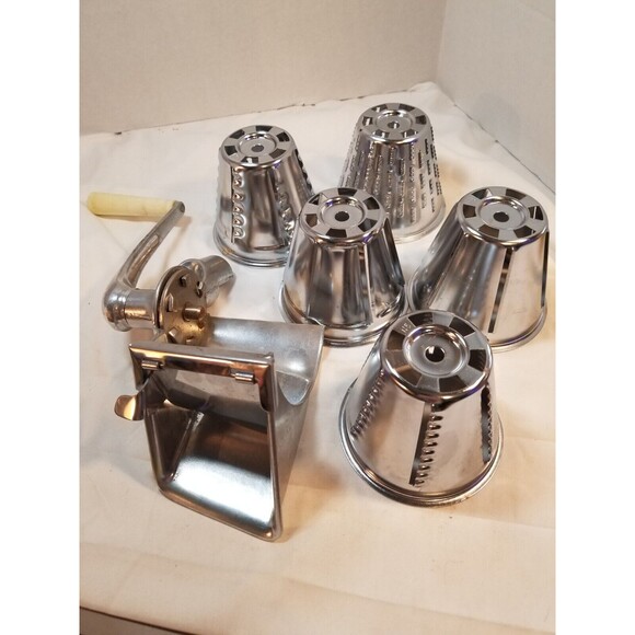 Vtg Rival Kitcheneer Meat Grinder Salad Maker 5 Slicer Cones 3 1/2" tall - Picture 4 of 5